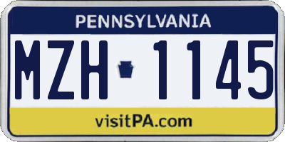 PA license plate MZH1145
