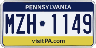 PA license plate MZH1149