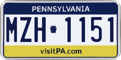 PA license plate MZH1151