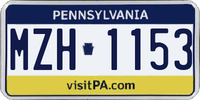 PA license plate MZH1153
