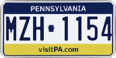PA license plate MZH1154