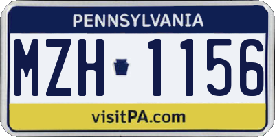 PA license plate MZH1156
