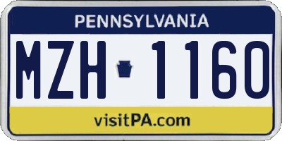 PA license plate MZH1160