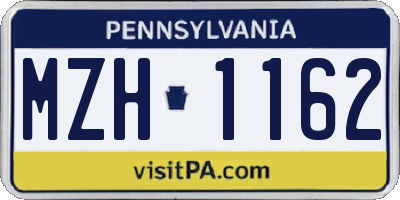 PA license plate MZH1162