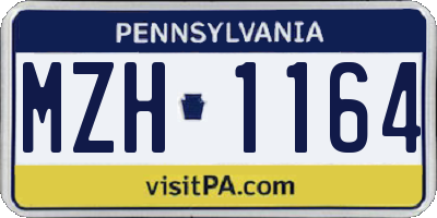 PA license plate MZH1164