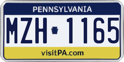 PA license plate MZH1165