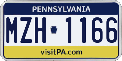 PA license plate MZH1166