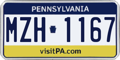 PA license plate MZH1167