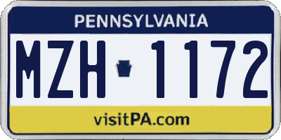 PA license plate MZH1172