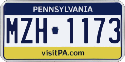 PA license plate MZH1173