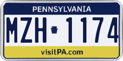 PA license plate MZH1174