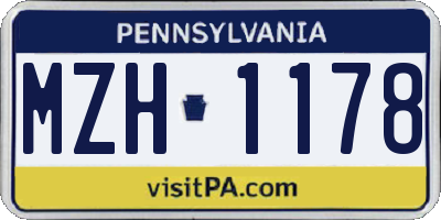 PA license plate MZH1178
