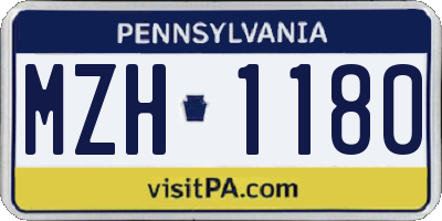 PA license plate MZH1180