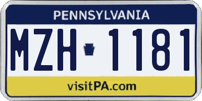 PA license plate MZH1181