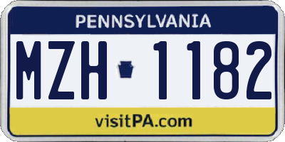 PA license plate MZH1182
