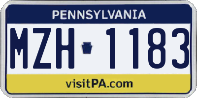 PA license plate MZH1183