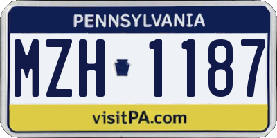 PA license plate MZH1187