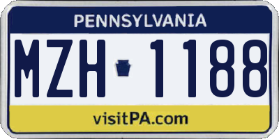 PA license plate MZH1188