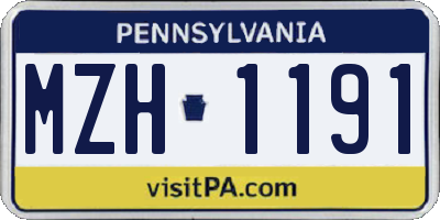 PA license plate MZH1191