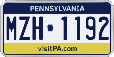 PA license plate MZH1192