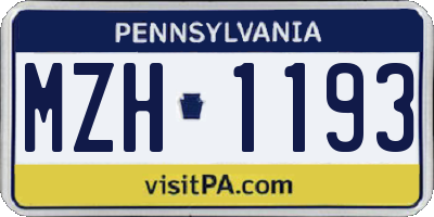 PA license plate MZH1193