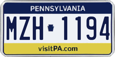 PA license plate MZH1194