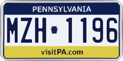 PA license plate MZH1196