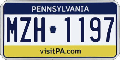 PA license plate MZH1197