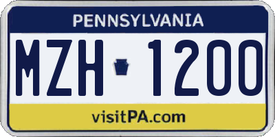 PA license plate MZH1200