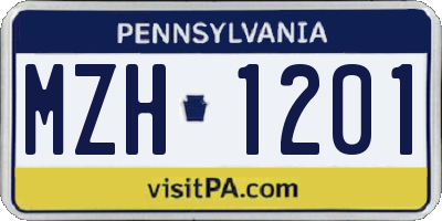 PA license plate MZH1201