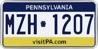 PA license plate MZH1207