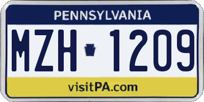 PA license plate MZH1209