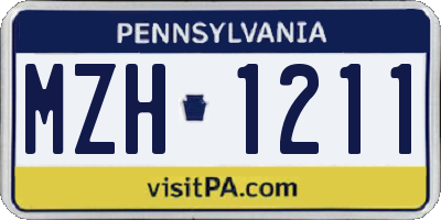 PA license plate MZH1211