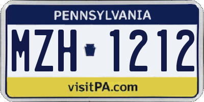 PA license plate MZH1212
