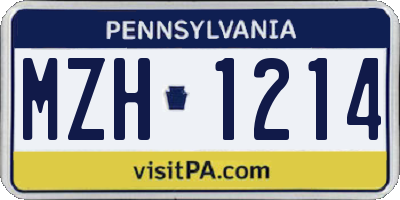 PA license plate MZH1214