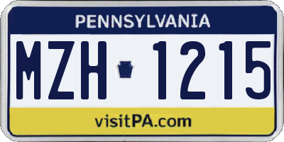 PA license plate MZH1215