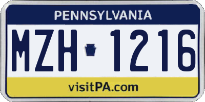 PA license plate MZH1216
