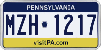 PA license plate MZH1217