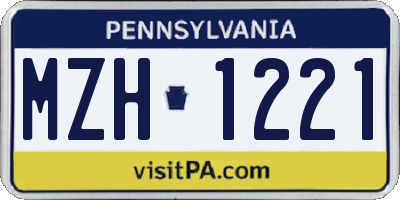 PA license plate MZH1221