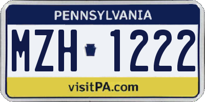PA license plate MZH1222