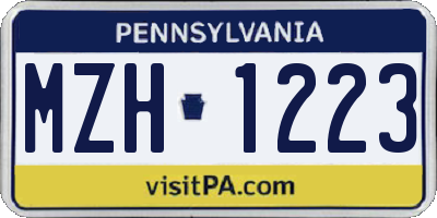 PA license plate MZH1223