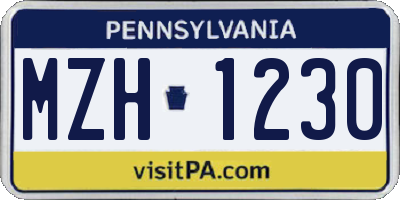 PA license plate MZH1230