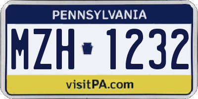 PA license plate MZH1232