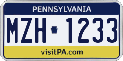 PA license plate MZH1233