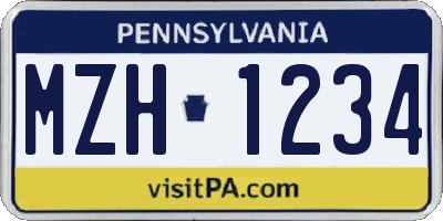 PA license plate MZH1234