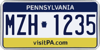PA license plate MZH1235