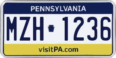PA license plate MZH1236