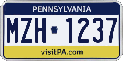 PA license plate MZH1237