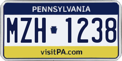 PA license plate MZH1238