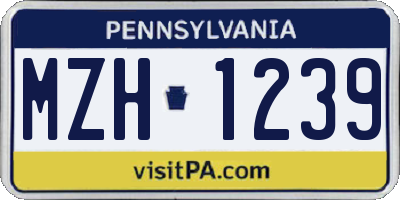PA license plate MZH1239